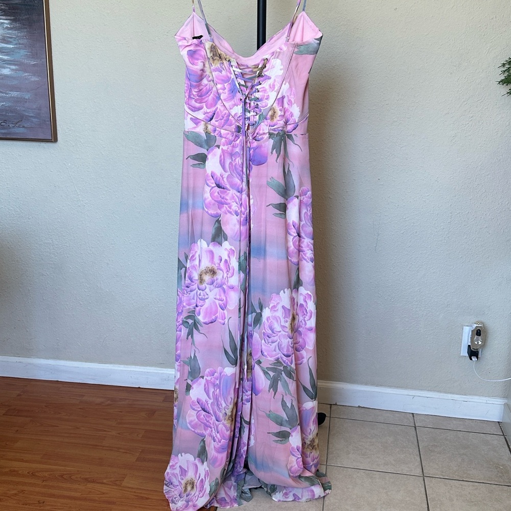 House‎ of CB ‘Seren Pink Floral Floral Lace Back Maxi Dress NWOT Size XL A-C - Picture 10 of 17